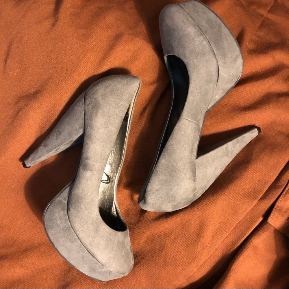 Suede Gray Platform Heels